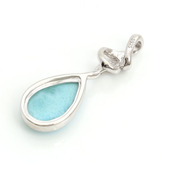 LARIMAR NECKLACE CURVED Necklace Pendant, Chain Necklace with Natural Gemstone - Picture 8 of 10